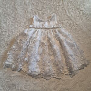 Blueberi Boulevard girls size 12 month white floral party dress flower girl VGUC